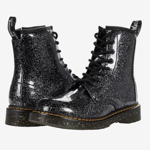 Dr. Marten's Kid's Collection New in Box  Lace Up Y2K Boot Black Cosmic Glitter - Picture 1 of 8
